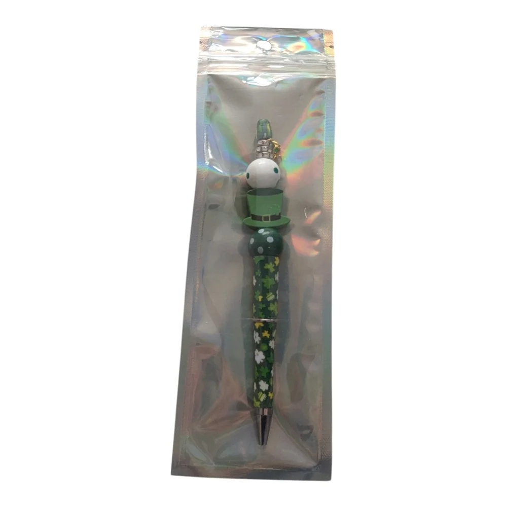 Hand Crafted Pen green st. Patrick's Day shamrock bling sparkle  H-015